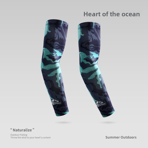 New Sun Protection For Men Summer Cycling Fishing Hiking High Elastic Cool Ice Sleeves Ins Print Letter Arm Guards_voghion.com