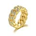 Hip Hop Cuban Chain Inlaid With Zircon Electroplated Real Gold Color Men's Ring_voghion.com
