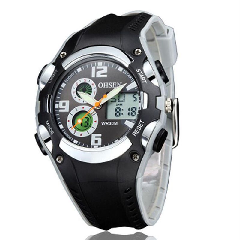 OHSEN Aosheng 1309 LED Light Dual Display Multi-Function Waterproof Student Watch With Weekday Calendar_voghion.com