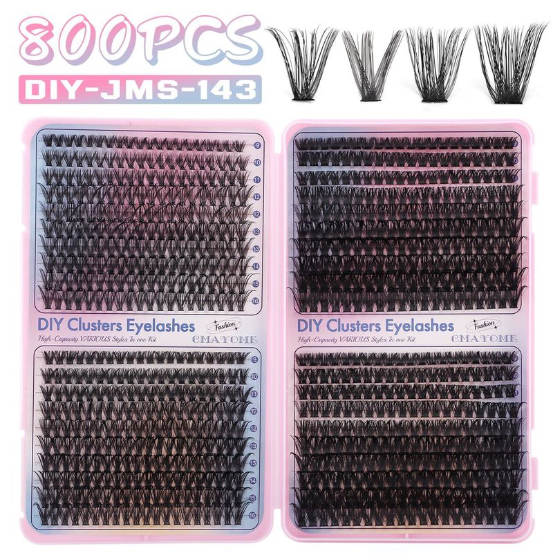 800 - Cluster Single - Bundle False Eyelashes Book Set, Natural Thick Curly Classic D - Curve For Lash Extensions_voghion.com