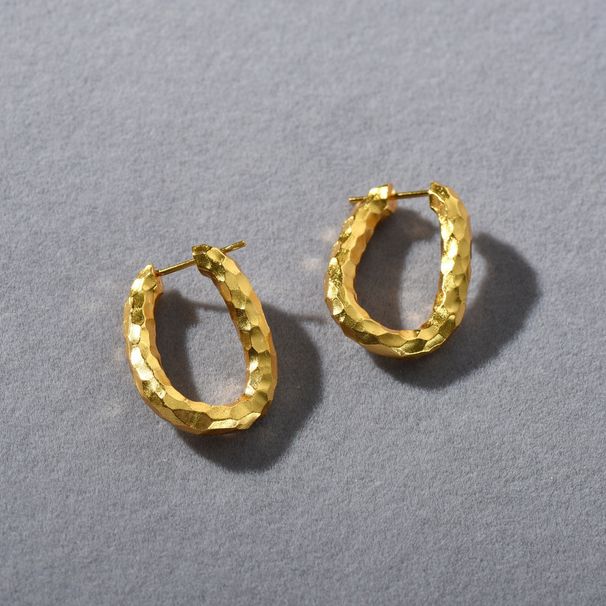 Orecchini geometrici a forma di U da donna in oro e argento - Orecchini minimalisti in ottone con placcatura in oro 18 carati per donna_voghion.com