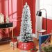 5ft Artificial Pencil Christmas Tree With 263 Snow Flocked Tips, Metal Base, Realistic Xmas Tree_voghion.com
