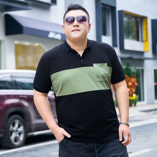 Herrenbekleidung Sommer-Poloshirt für Herren in Übergröße mit kurzen Ärmeln und extra großem, lockerem Revers, halbärmelig, reine Baumwolle, Hong Kong-Stil, dickes Herrenhemd_voghion.com