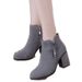 2023 Women's Short Spring And Single Boots High Thick Heels Cotton Winter Black Shoes Autumn_voghion.com