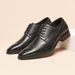 Euro Step Pointed Toe British Style Genuine Leather Business Formal Brogue Carved Men's Top Layer Cowhide Derby Shoes Casual_voghion.com