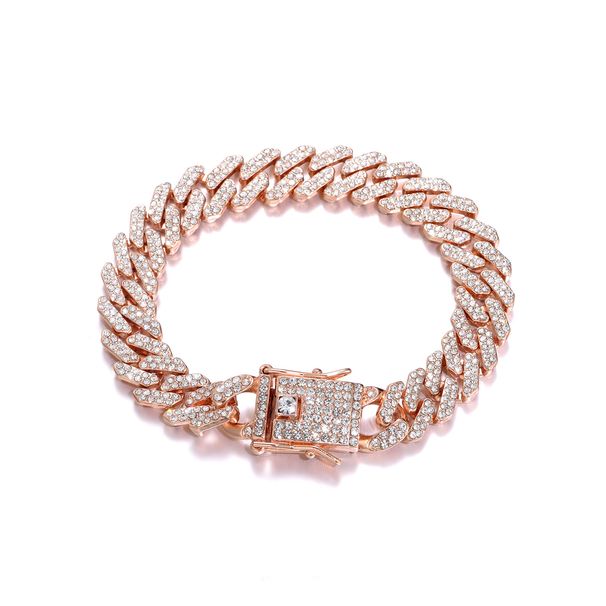 Hip-Hop Trendy Style Diamond-Studded Men's Colorful Diamond Bracelet Fashionable Cool Cuban Chain_voghion.com