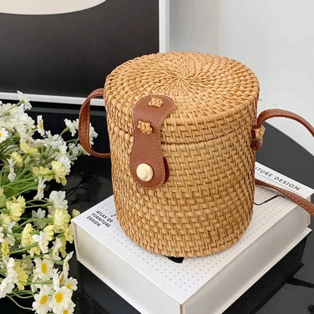 Borsa a tracolla fatta a mano con tracolla regolabile in rattan, borse da donna, grande capacità, portatile, resistente, per le signore_voghion.com