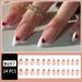 Unghie a goccia d'acqua semplici unghie finte francesi bianche nail art dolce a forma di cuore rosso unghie indossabili_voghion.com