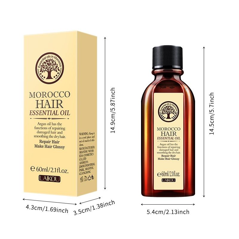 Lecco Moroccan Care Essential Oil 60ml Dry and Smooth No Wash Hair Conditioner Full English Packaging_voghion.com