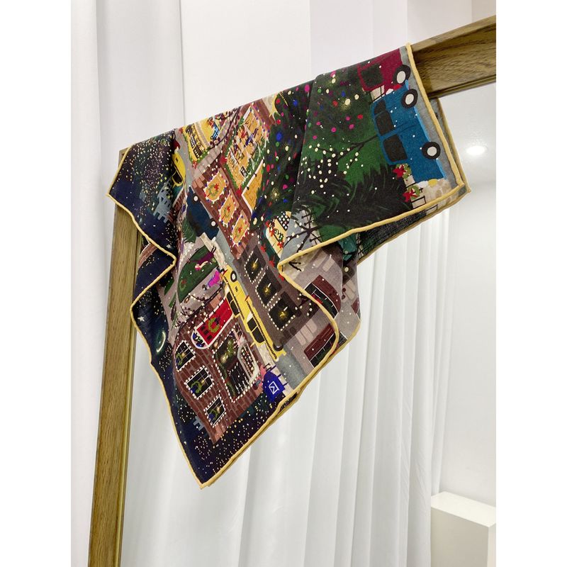 Double-Sided Printed Silk Wool Chinese Square 70 Women's Fashi Winter Velvet Scarf Shawl Night Christmas Limited_voghion.com