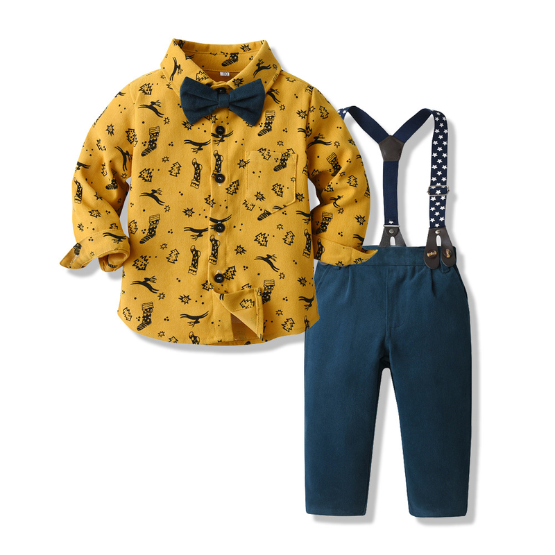 Abbigliamento per bambini Abbigliamento autunnale per bambini Abbigliamento natalizio Camicia a maniche lunghe Bretelle Abiti per bambini di medie e grandi dimensioni Vestito per bambini di un anno_voghion.com