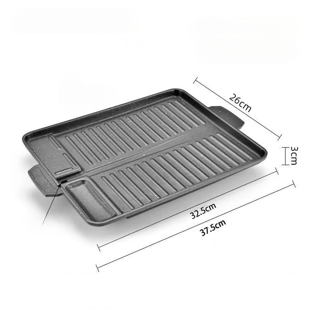 Maifan Stone Induction Cooker Grill Household Non-Stick Open Flame Gas Universal BBQ Pan Green Square Round Teppanyaki_voghion.com