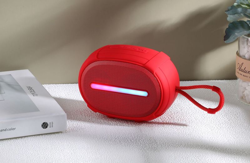 Haut-parleur Bluetooth S033, caisson de basses sans fil portable pour l'extérieur, lumières colorées, insertion de carte de bureau, mini haut-parleur cadeau_voghion.com
