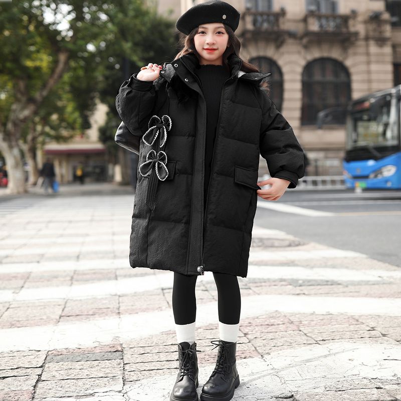 Girls' thickened clothing, outerwear, children's down jacket, girls' bowtie, winter cotton jacket_voghion.com