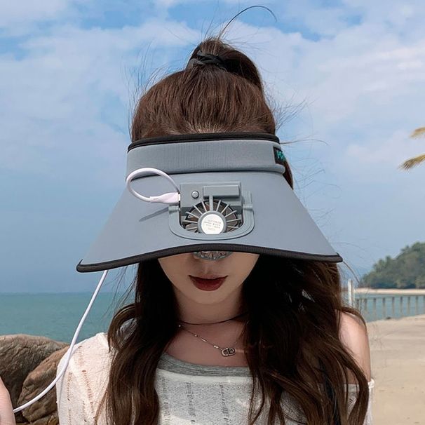 New Rechargeable Fan Summer Outdoor Large Brim Open Top UV Protection Sun Hat_voghion.com