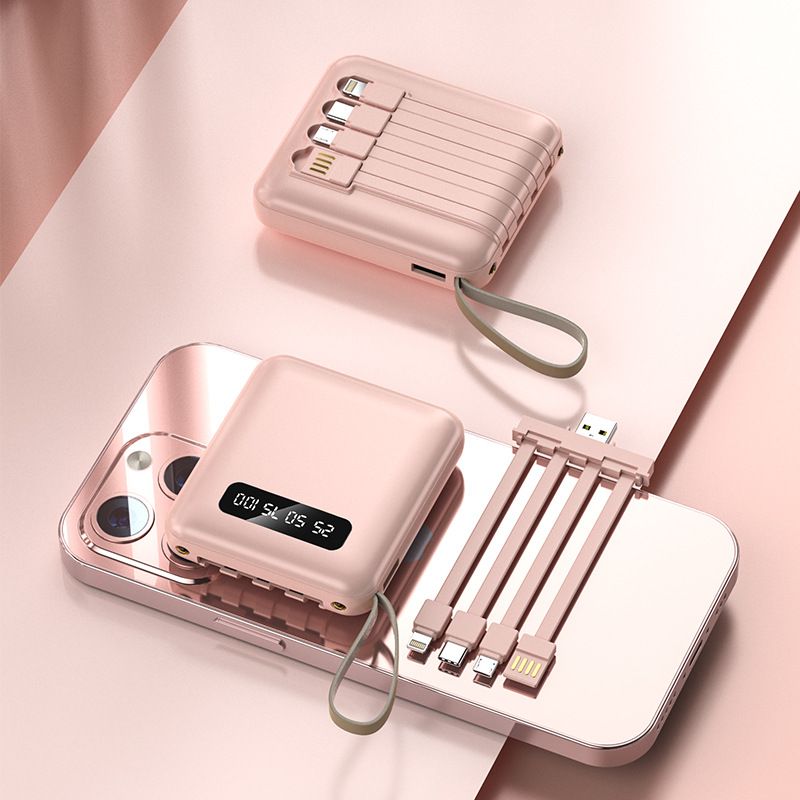 20000mAh Portable Charger With Built-in Cable, Compact Power Bank For Travel, Compatible With IPhone/Android/Samsung, Custom Logo Gift_voghion.com