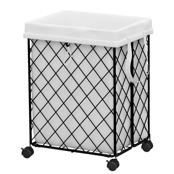 Metal With Frame La Washable And Bedrooms For Hamper Wheels Basket Laundry Bathrooms Detachable Lining Rolling Suitable Laundry_voghion.com