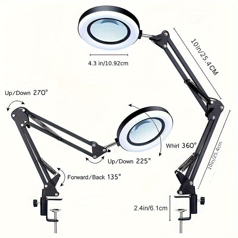 1 Foldable And Rotating Desktop Magnifying Glass With Light That Can Be Fixed On The Desktop_voghion.com