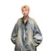 Gradient Tie Dye Jeansjacke für Herren im Herbst mit Stehkragen-Design, Nischenkleidung_voghion.com