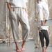 Nuovi pantaloni casual da donna in cotone e lino con tasche larghe_voghion.com