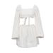 Women's Fashion lace-up tube top backless top pleated high waist short skirt two-piece suit_voghion.com