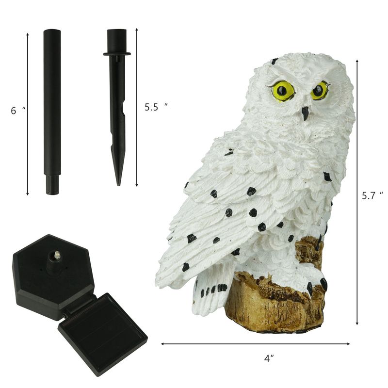 Lámpara solar de jardín con forma de búho: lámpara artesanal de resina con forma de animal, con encendido automático durante 8 horas y diseño impermeable para decorar patios, jardines y caminos._voghion.com