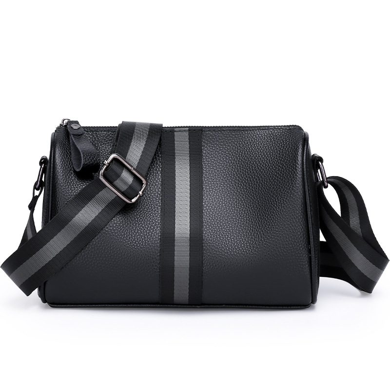 Leather Man Bag New Business Casual Shoulder Bag Large Capacity Wide Shoulder Bag_voghion.com