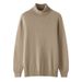 Gola alta 100 lã para homens, pulôver de cor sólida, camada interna, gola virada, malha de cashmere larga e casual_voghion.com