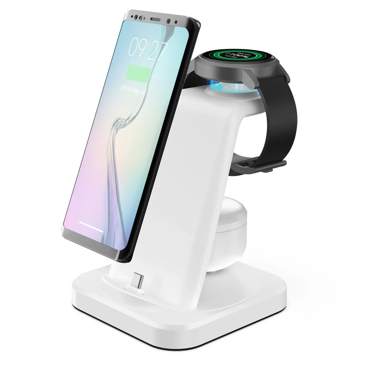 4 In 1 Fast Wireless Charging Station For Samsung Galaxy Charger With Alarm Clock Watch 6 5 Pro S24 S23 S22 S21_voghion.com
