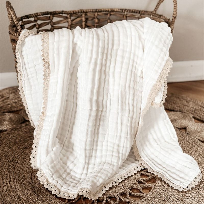 Baby Swaddle Blanket Cotton Bath Towel Six Layers Gauze Lace Swaddle Wrap for Newborn Blanket Baby Items_voghion.com