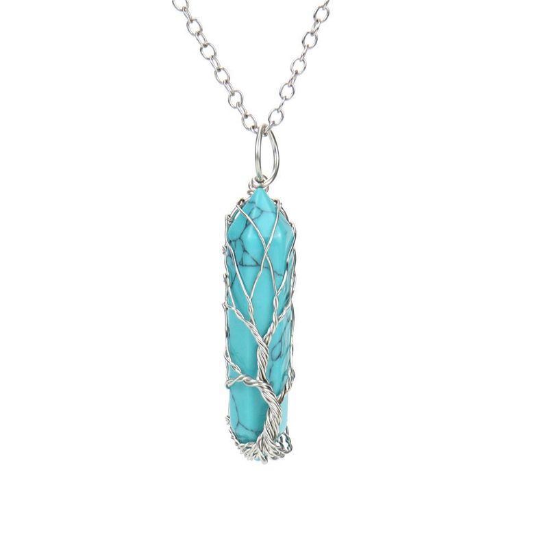 Handgefertigte Halskette mit Lebensbaum-Anhänger und natürlichen Kristallprismen – eleganter Boho-Schmuck für Frauen (mehrere Steinoptionen verfügbar)_voghion.com