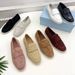 Suede British Style Slip-On Women's Internet Celebrity Pointed Toe Loafers Moccasins_voghion.com