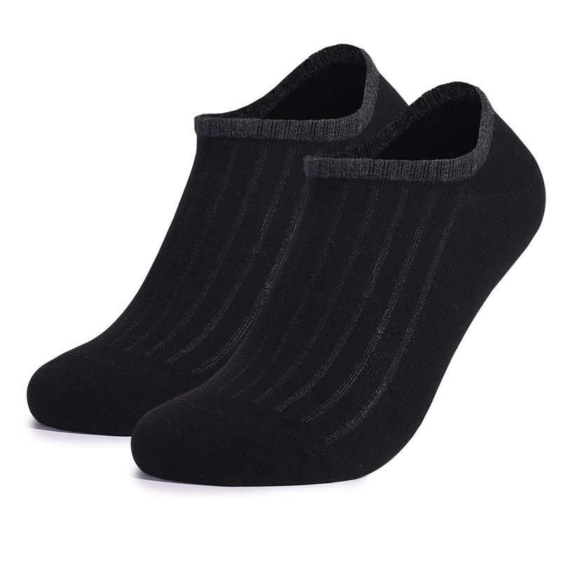 Herrensocken lässige Baumwolle schwarz weiß grau einfarbig atmungsaktive unsichtbare Baumwollsocken_voghion.com