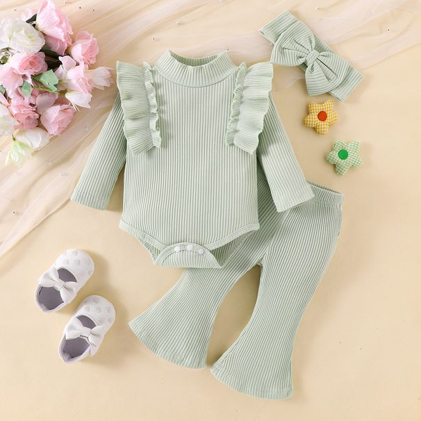 Pantaloni a zampa d'elefante multicolori a maniche lunghe a coste per mamma e bambini_voghion.com