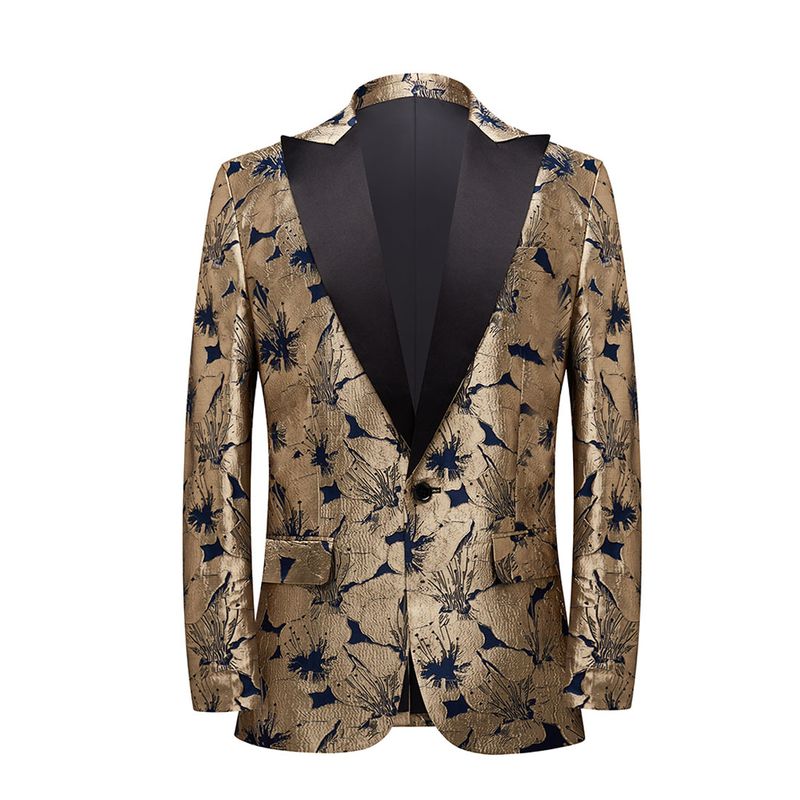 Men's golden lily jacquard jacket, new trend small suit, men's casual suit_voghion.com