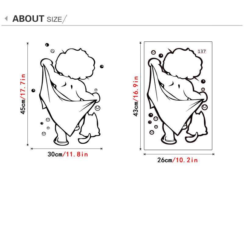 Cartoon junge schrubben PVC AF2790 angepasst nette badezimmer dekoration wand aufkleber_voghion.com
