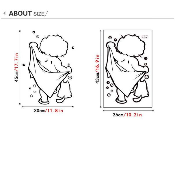 Cartoon junge schrubben PVC AF2790 angepasst nette badezimmer dekoration wand aufkleber_voghion.com