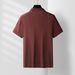 Men's Resort Style Open-Knit Polo Shirt – Breathable Ice Silk Fabric, Crochet Detailing, Relaxed Fit Short Sleeve Cardigan (Red Brown, M/L/XL/XXL)_voghion.com