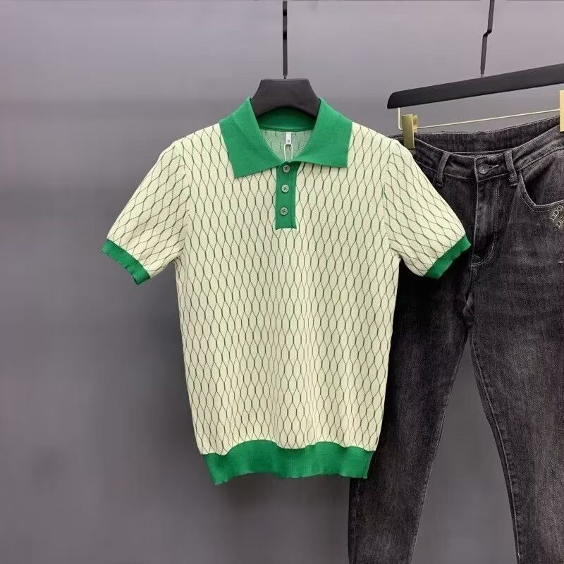 Ropa para hombre, nueva camiseta informal de moda para hombre, camiseta de manga corta de verano, nueva camiseta polo de alta gama con solapa de diamante para hombre_voghion.com