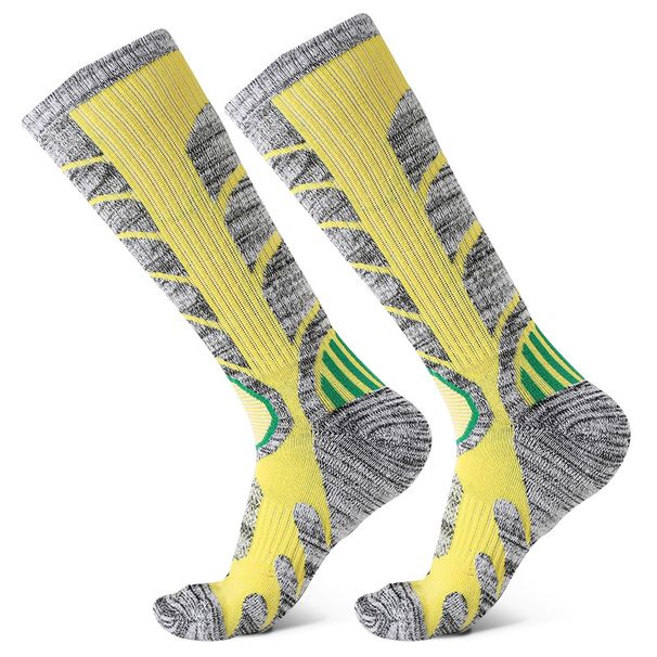 Calzini sportivi da sci e trekking di media lunghezza, autunno inverno, nuovi, spessi, con fondo in asciugamano, RB3301_voghion.com