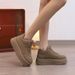 Plattform Dicke Sohle Einfarbig frauen Schuhe 2025 Neue Herbst Winter Turnschuhe Vielseitige Loafers Mit Fleece Futter_voghion.com