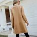 Elegante cappotto doppiopetto in lana da donna – Cappotto lungo invernale e autunnale con revers classico (marrone/rosa, S-XXL)_voghion.com