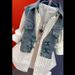 Fashionable Denim Shirt For Women - Casual Two-Tone Stripe Design With Polo Collar, Long Sleeve & Versatile Styling_voghion.com