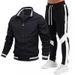 Herrenbekleidung Street Running Sports Jugend Fliegerjacke Spleißen Bedrucktes Jogginghosen-Set_voghion.com