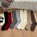 IOULOR Rollrand Maulbeerseide Wolle Lange Für Frauen Herbst Winter Miu Stil Einfarbig Slouch Nahtlose Socken_voghion.com