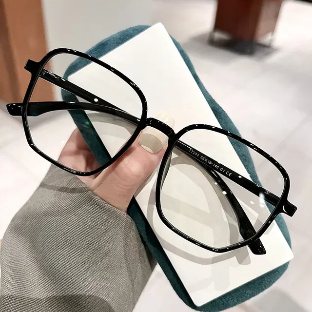 Fashion Large Square Frame Anti-Blue Light Women Computer Gaming Eye Protection Classic Plain Transparent Glasses Spectacles_voghion.com