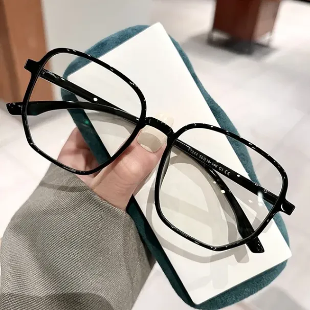 Fashion Large Square Frame Anti-Blue Light Women Computer Gaming Eye Protection Classic Plain Transparent Glasses Spectacles_voghion.com