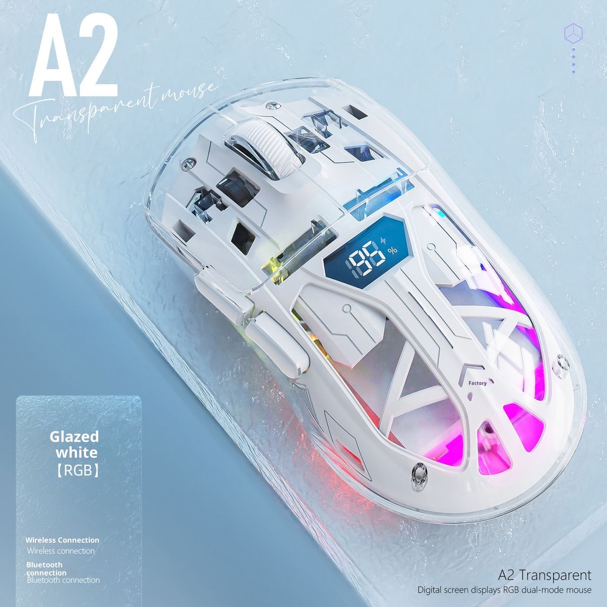 Digitex Digitex Liberty Wolf A2 Dual Mode RGB Luminous 2.4G Wireless Bluetooth Transparent Gaming E-Sports Computer Office Mouse_voghion.com