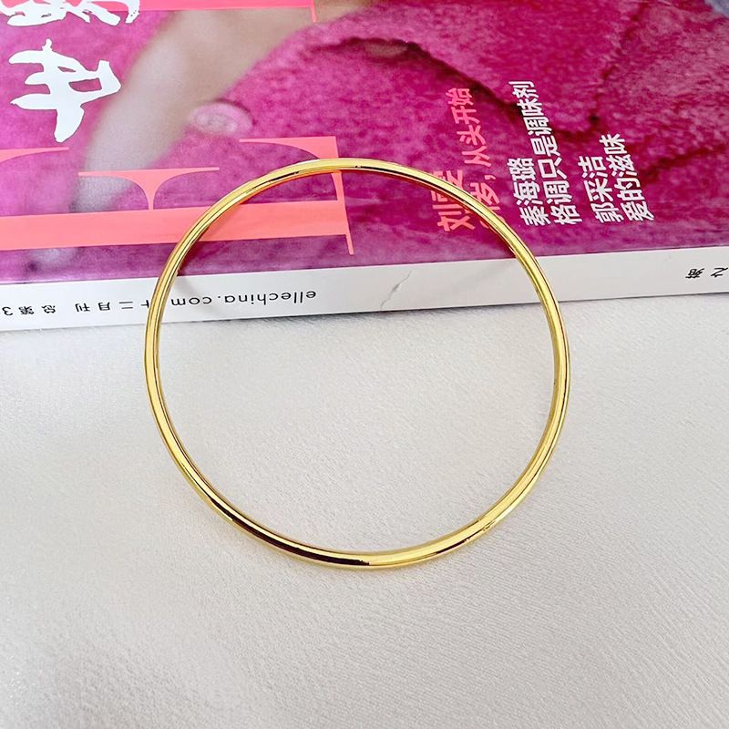 Bracciale impilabile da donna in stile minimalista, semplice e solido, con superficie liscia e sottile da 3 mm, per celebrità su Internet_voghion.com