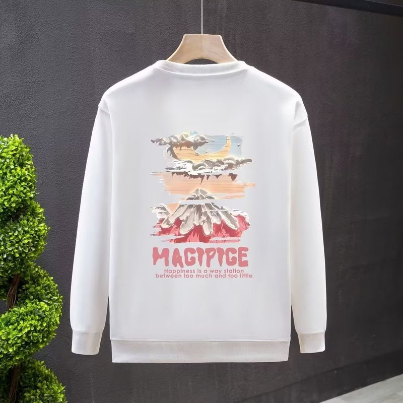 Herrenbekleidung Crewneck Sweat Herren Loose Design Sense Smiley Print Retro Instagram Style Modisches Markenoberteil für Frühling und Herbst_voghion.com